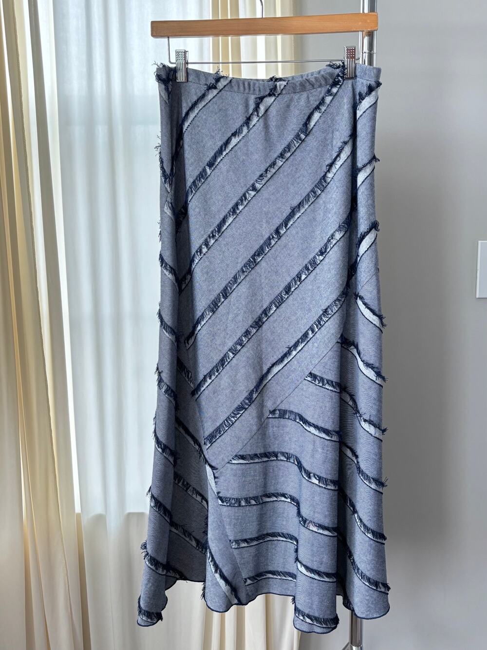 Vintage Lena Gabrielle Skirt Sz 6 Denim Frayed Maxi Y2K Neo Nostalgia Indie Boho